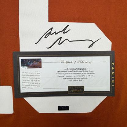 Autographed/Signed Arch Manning Texas Longhorns Orange Authentic College Football Jersey Panini COA