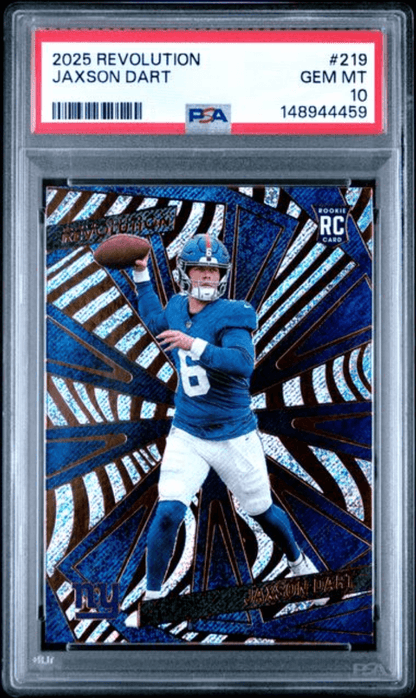Graded 2025 Panini Revolution Jaxson Dart #16 Rookie RC Football Card PSA 10 Gem Mint