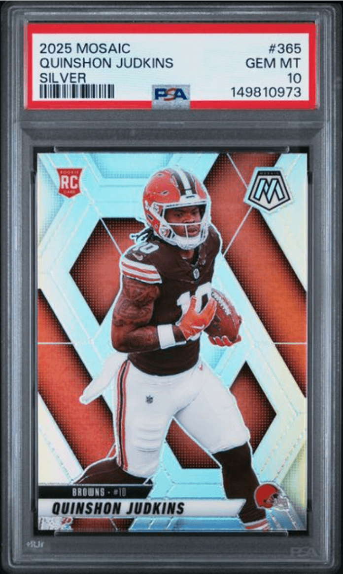 Graded 2025 Panini Mosaic Quinshon Judkins #365 Silver Rookie RC Football Card PSA 10 Gem Mint