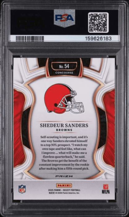 Graded 2025 Panini Select Shedeur Sanders #53 Red & Blue Shock Rookie RC Football Card PSA 10 Gem Mint