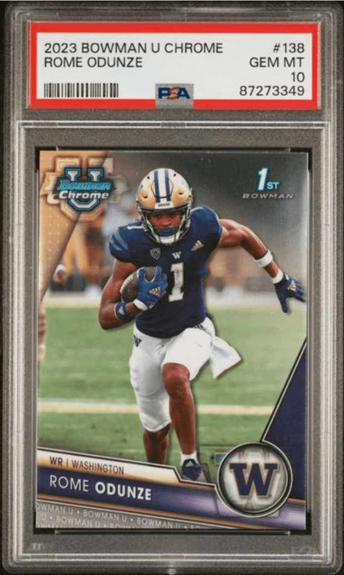 Graded 2023 Topps Bowman U Chrome Rome Odunze #138 Rookie RC Football Card PSA 10 Gem Mint