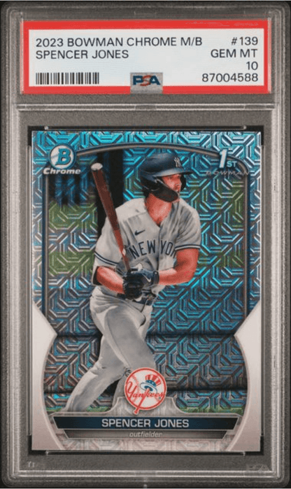 Graded 2023 Topps Bowman Chrome Mega Box Spencer Jones #139 Rookie RC Baseball Card PSA 10 Gem Mint
