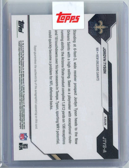 2026 Topps Now Jordyn Tyson #JTYS Red Foil Auto /5 Saints 8th Overall 2026 NFL Draft Selection New Orleans Saints Rookie RC Football Card