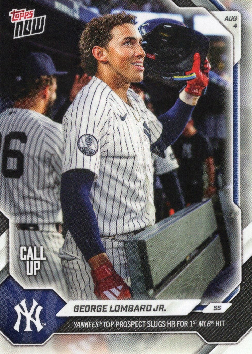 2026 Topps Now George Lombard Jr #521SP Yankees Top Prospect Slugs HR for 1st MLB Hit New York Yankees Rookie RC Baseball Card
