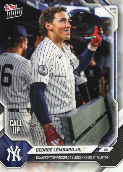 2026 Topps Now George Lombard Jr #521SP Yankees Top Prospect Slugs HR for 1st MLB Hit New York Yankees Rookie RC Baseball Card
