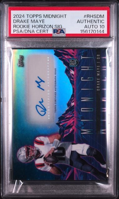 Graded 2024 Topps Midnight Drake Maye #RHSDM Rookie Horizon Signatures Rookie RC Football Card PSA 10 Auto
