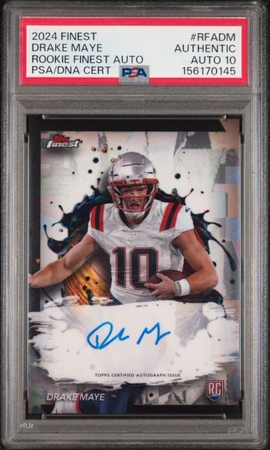 Graded 2024 Topps Finest Drake Maye #RFADM Rookie Finest Autograph Rookie RC Football Card PSA 10 Auto