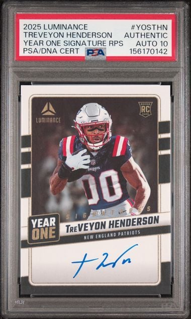 Graded 2025 Panini Luminance Treveyon Henderson #YOSTHN Year One Signatures Rookie RC Football Card PSA 10 Auto