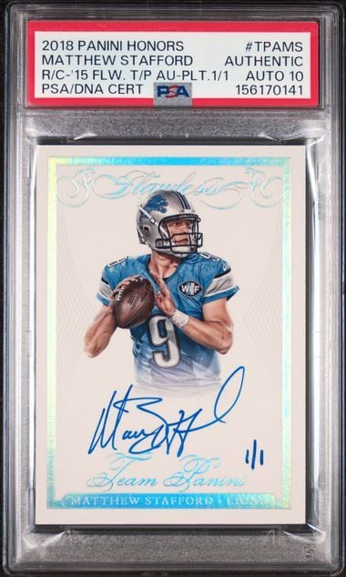 Graded 2018 Panini Honors Matthew Stafford #TPAMS 2015 Flawless 1/1 Autograph Football Card PSA 10 Auto
