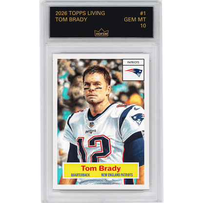 Graded 2026 Topps Living Tom Brady #1 New England Patriots Football Card HOFSM 10 Gem Mint