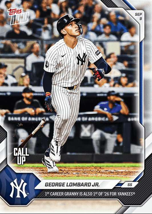 2026 Topps Now George Lombard Jr #656 1st Career Granny is Also 1st of '26 For Yankees New York Yankees Rookie RC Baseball Card
