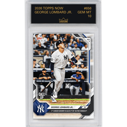 Graded 2026 Topps Now George Lombard Jr #656 1st Career Granny is Also 1st of '26 For Yankees New York Yankees Rookie RC Baseball Card HOFSM 10 Gem Mint