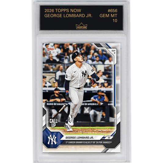 Graded 2026 Topps Now George Lombard Jr #656 1st Career Granny is Also 1st of '26 For Yankees New York Yankees Rookie RC Baseball Card HOFSM 10 Gem Mint