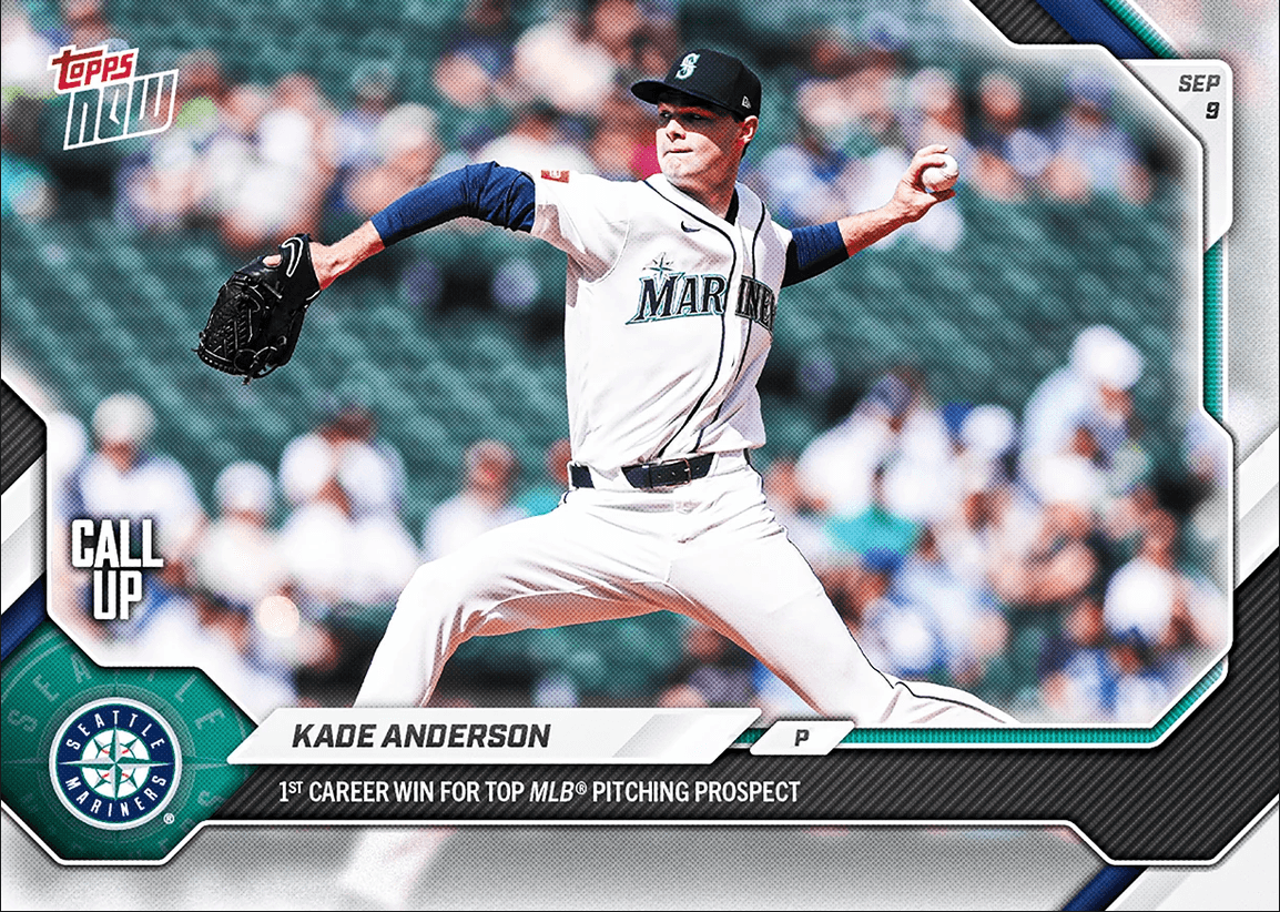 2026 Topps Now Kade Anderson #654 1st Career Win for Top MLB Pitching Prospect Seattle Mariners Rookie RC Baseball Card