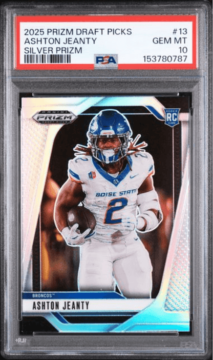 Graded 2025 Panini Prizm Draft Picks Ashton Jeanty #13 Silver Prizm Rookie RC Football Card PSA 10 Gem Mint