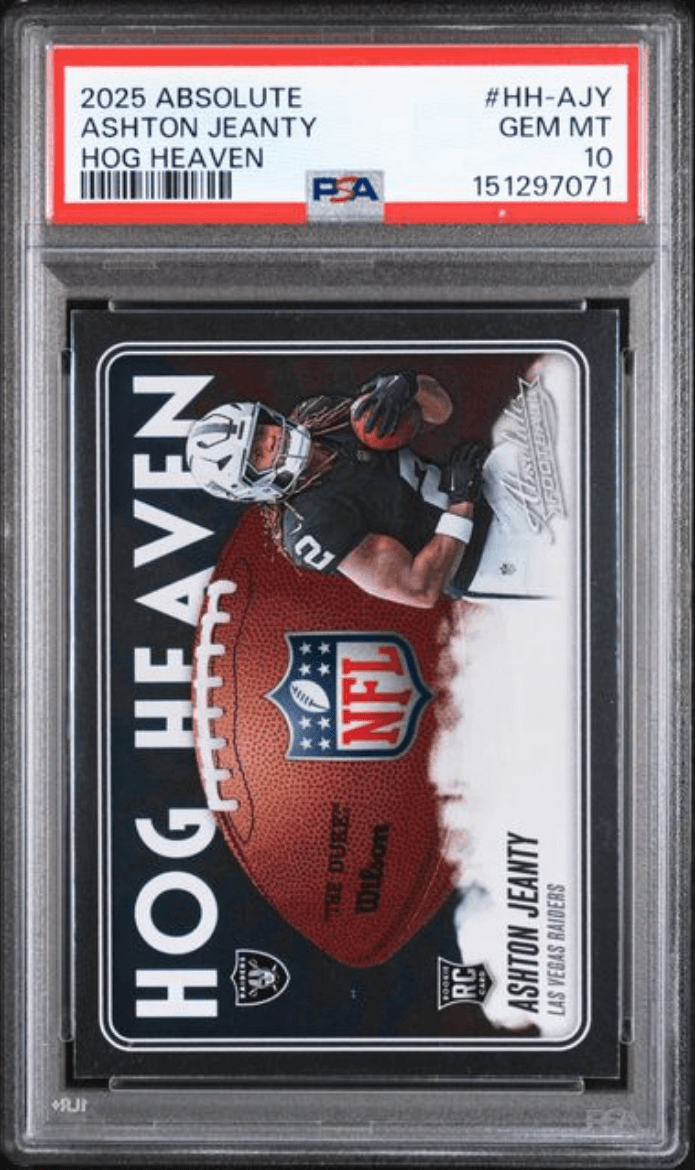 Graded 2025 Panini Absolute Ashton Jeanty #HHAJY Hog Heaven Rookie RC Football Card PSA 10 Gem Mint