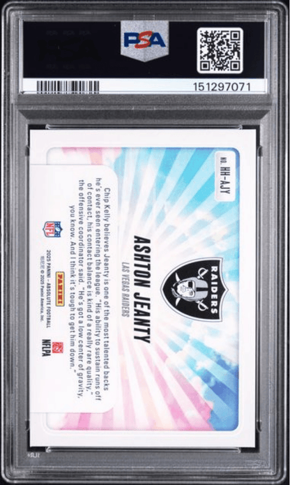 Graded 2025 Panini Absolute Ashton Jeanty #HHAJY Hog Heaven Rookie RC Football Card PSA 10 Gem Mint