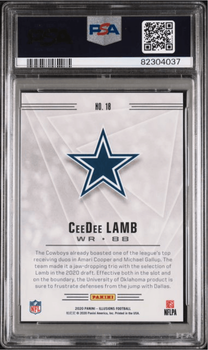 Graded 2020 Panini Illusions CeeDee Lamb #18 Rookie RC Football Card PSA 10 Gem Mint