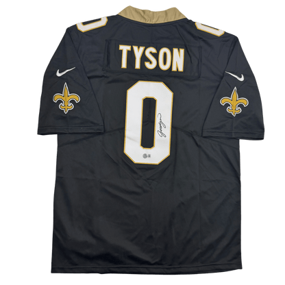 Autographed/Signed Jordyn Tyson New Orleans Black Football Jersey Beckett BAS COA