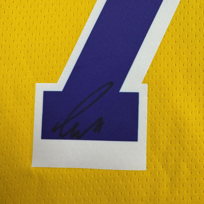 Autographed/Signed Luka Doncic Los Angeles Yellow Basketball Jersey PSA COA