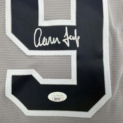 Autographed/Signed Aaron Judge New York Yankees Authentic Majestic Grey Baseball Jersey JSA COA/LOA