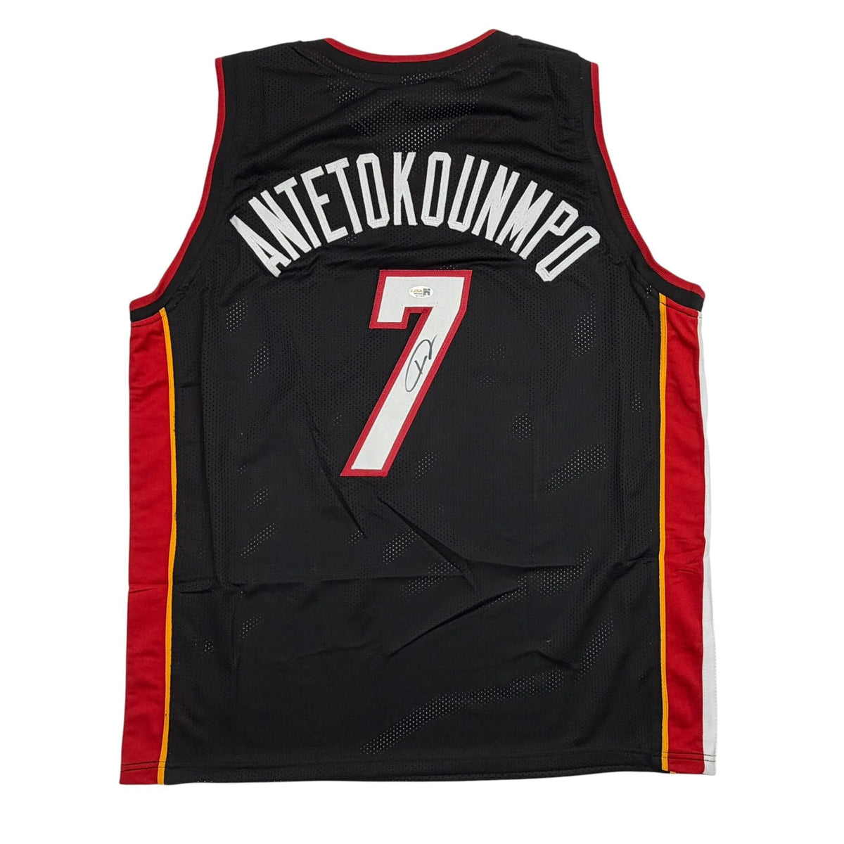 Autographed/Signed Giannis Antetokounmpo #7 Miami Heat Black Basketball Jersey JSA COA