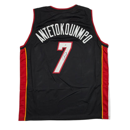 Autographed/Signed Giannis Antetokounmpo #7 Miami Heat Black Basketball Jersey JSA COA