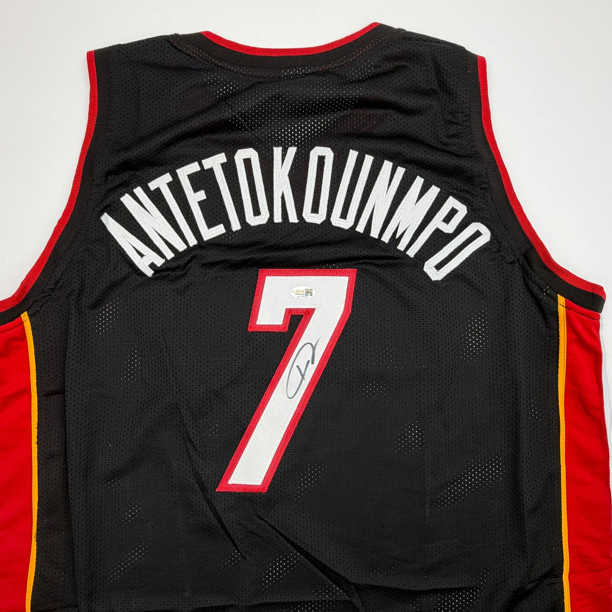 Autographed/Signed Giannis Antetokounmpo #7 Miami Heat Black Basketball Jersey JSA COA