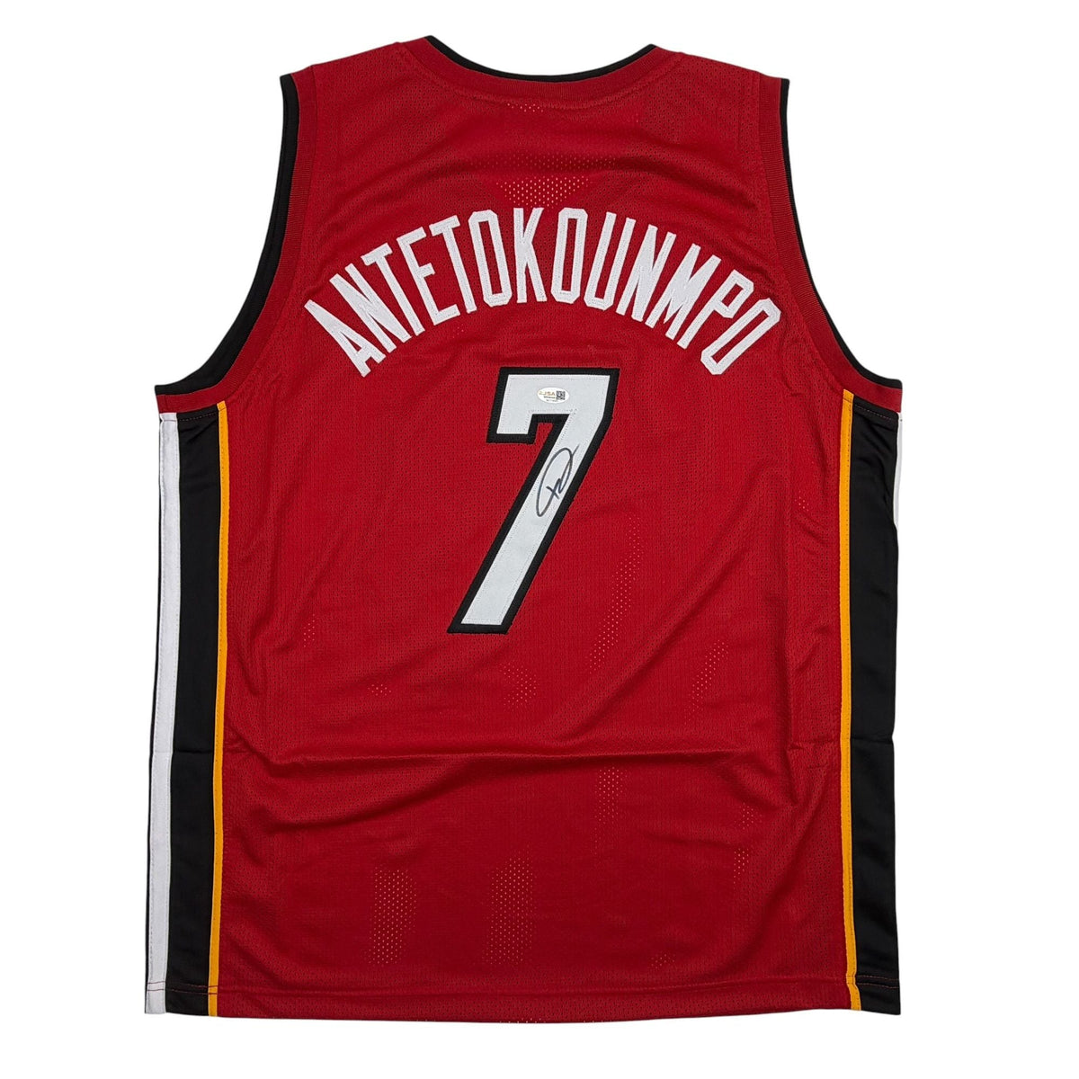 Autographed/Signed Giannis Antetokounmpo #7 Miami Heat Red Basketball Jersey JSA COA