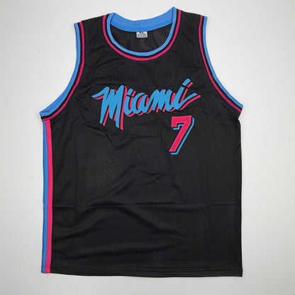 Autographed/Signed Giannis Antetokounmpo #7 Miami Heat Black Vice City Basketball Jersey JSA COA