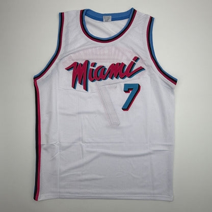 Autographed/Signed Giannis Antetokounmpo #7 Miami Heat White Vice City Basketball Jersey JSA COA