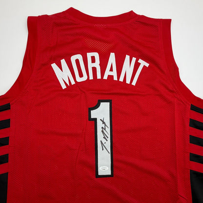 Autographed/Signed Ja Morant Portland Red Basketball Jersey JSA COA