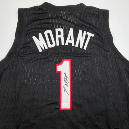 Autographed/Signed Ja Morant Portland Black Basketball Jersey JSA COA