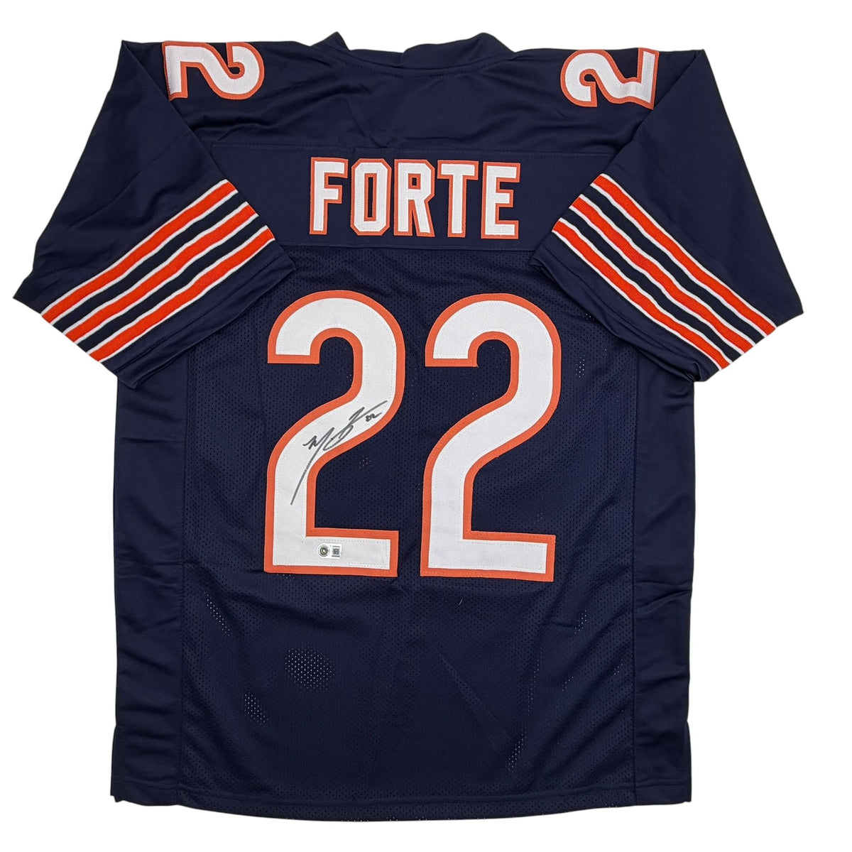 Autographed/Signed Matt Forte Chicago Blue Football Jersey Beckett BAS COA