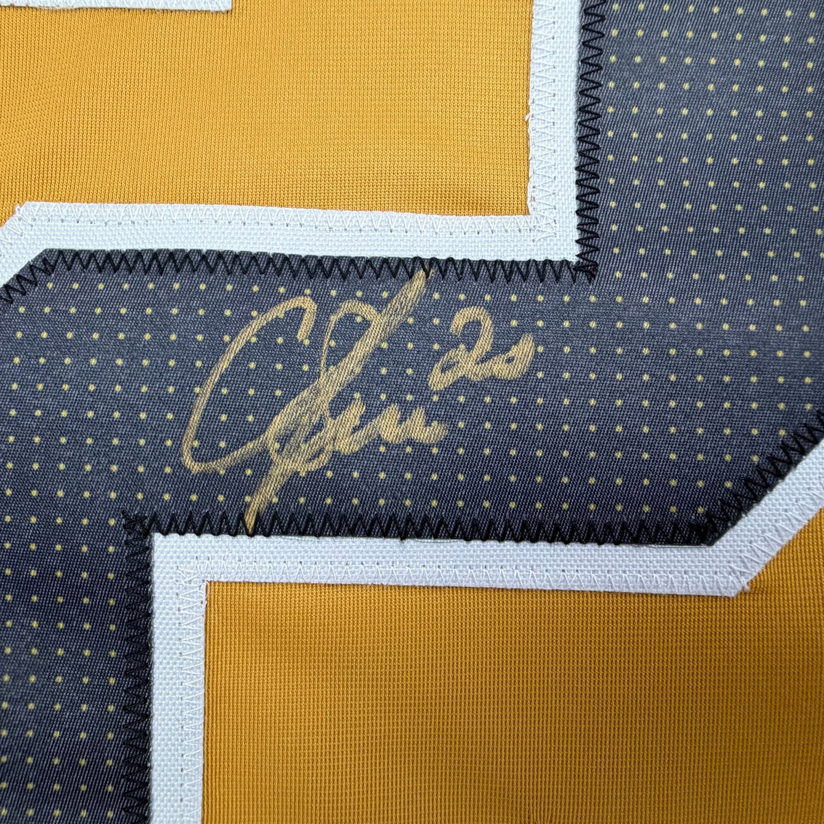 Autographed/Signed Chandler Stephenson Las Vegas Gold Hockey Jersey Beckett BAS COA