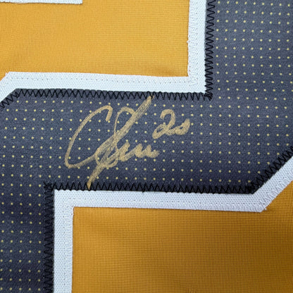 Autographed/Signed Chandler Stephenson Las Vegas Gold Hockey Jersey Beckett BAS COA