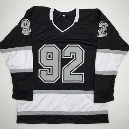 Autographed/Signed Brandt Clarke Los Angeles LA Black Hockey Jersey Beckett BAS COA