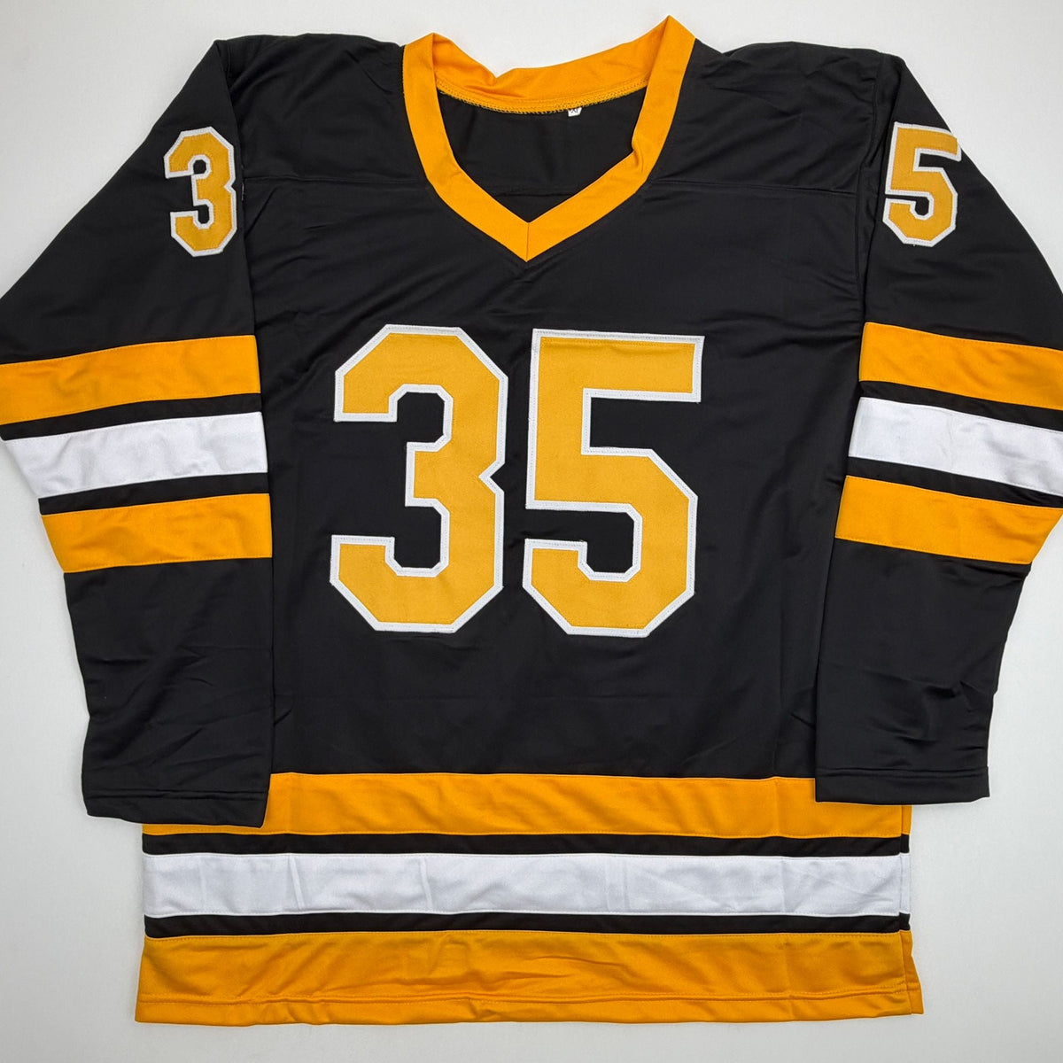 Autographed/Signed Andy Moog Boston Black Hockey Jersey Beckett BAS COA