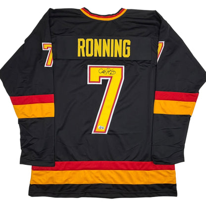 Autographed/Signed Cliff Ronning Vancouver Black Hockey Jersey Beckett BAS COA