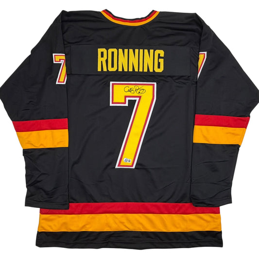 Autographed/Signed Cliff Ronning Vancouver Black Hockey Jersey Beckett BAS COA