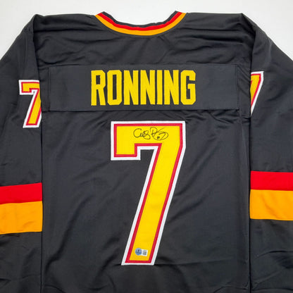 Autographed/Signed Cliff Ronning Vancouver Black Hockey Jersey Beckett BAS COA