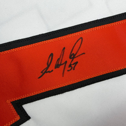 Autographed/Signed Eric Desjardins Philadelphia White Hockey Jersey Beckett BAS COA