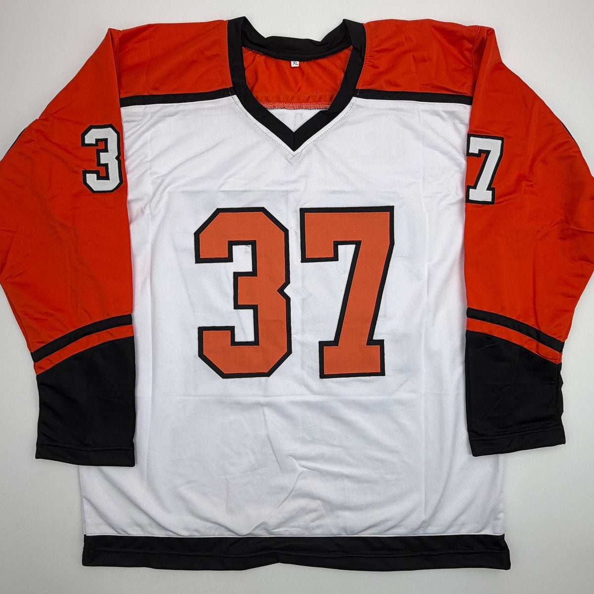 Autographed/Signed Eric Desjardins Philadelphia White Hockey Jersey Beckett BAS COA