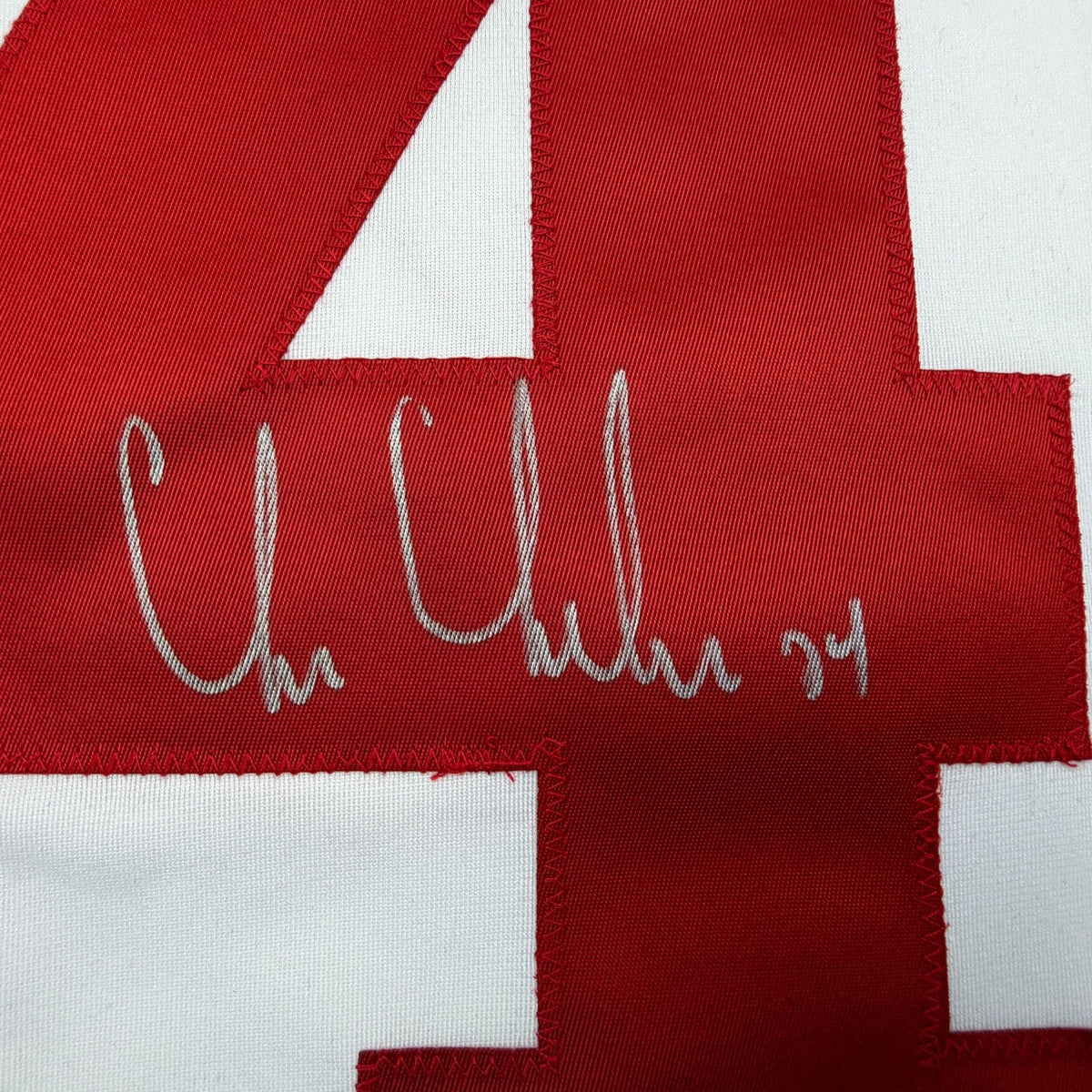 Autographed/Signed Chris Chelios Detroit White Hockey Jersey Beckett BAS COA