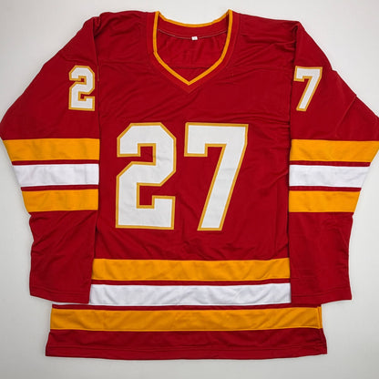Autographed/Signed Matt Coronato Calgary Red Hockey Jersey Beckett BAS COA