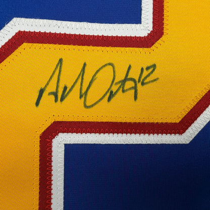 Autographed/Signed Adam Oates Inscribed St. Louis Blue Hockey Jersey Beckett BAS COA
