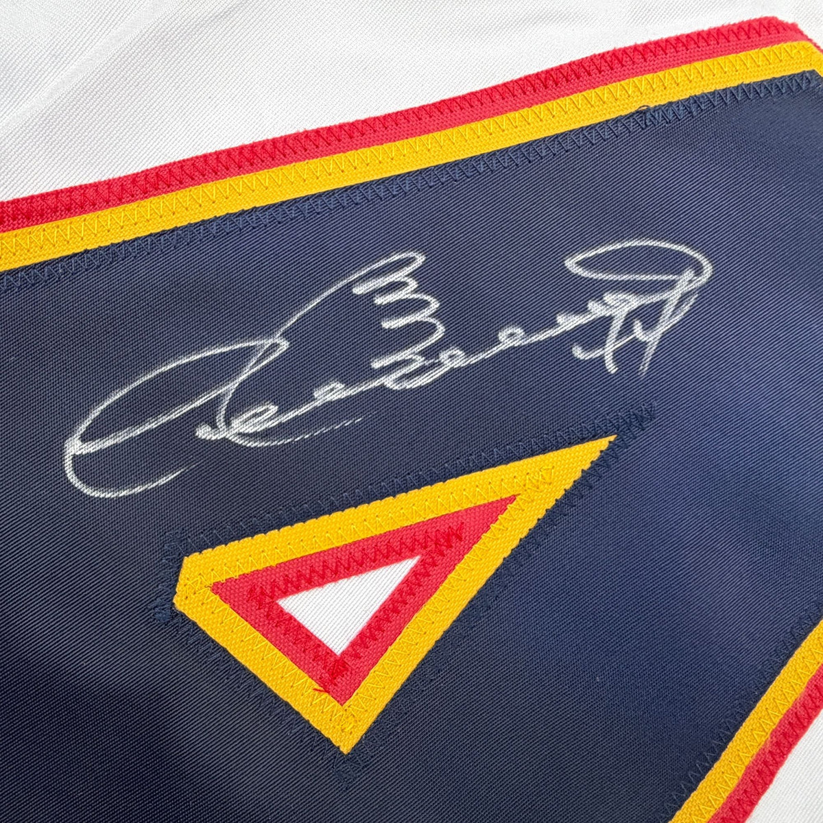 Autographed/Signed Dave Babych Winnipeg White Retro Hockey Jersey Beckett BAS COA