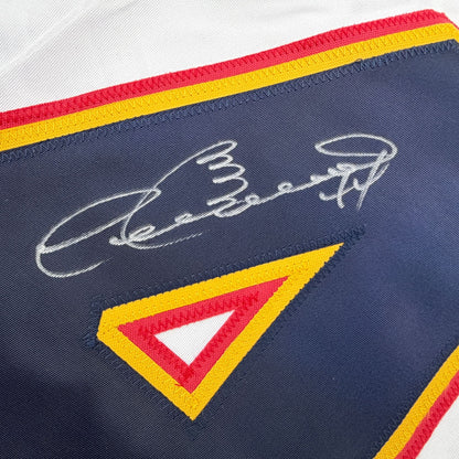 Autographed/Signed Dave Babych Winnipeg White Retro Hockey Jersey Beckett BAS COA