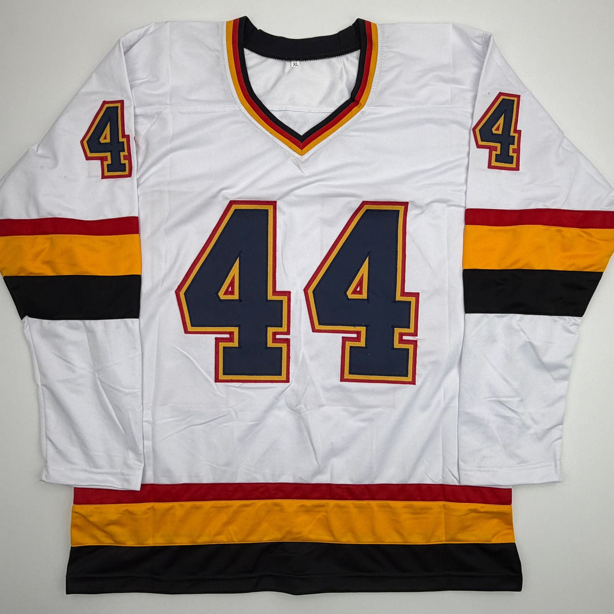 Autographed/Signed Dave Babych Winnipeg White Retro Hockey Jersey Beckett BAS COA
