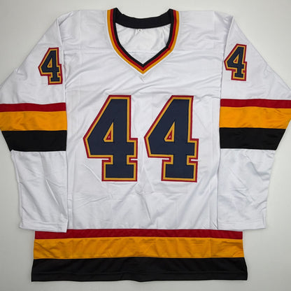 Autographed/Signed Dave Babych Winnipeg White Retro Hockey Jersey Beckett BAS COA